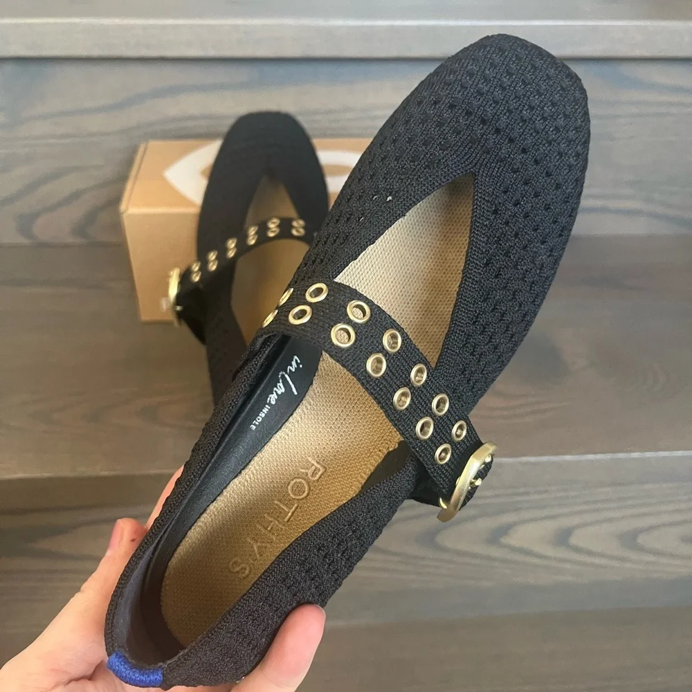 Rothy's Max Buckle Mary Jane flat in Black Mesh Size 7 - Like New! - Picture 9 of 14